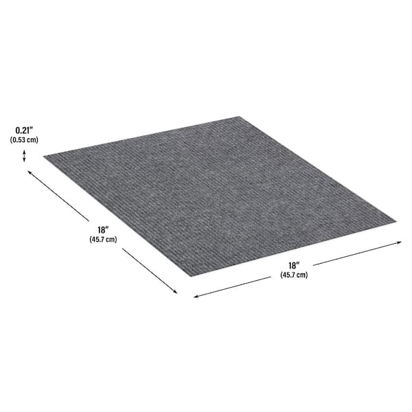 French Broad Wide Wale Gray Residential 18 in. x 18 in. Peel and Stick Carpet Tile Square (22.5 sq. ft. )