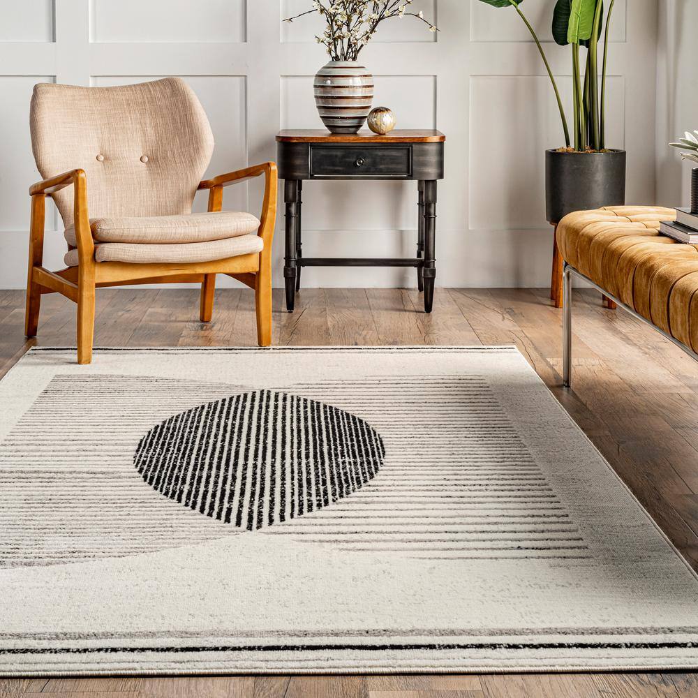 Eclipse Geometric 9' x 12' Gray Synthetic Area Rug
