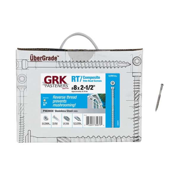 GRK Fasteners #8 x 2-1/2 in. Pheinox Stainless Steel Star Drive Trim Head Fin/Trim Finishing Screw (3500-Pack)