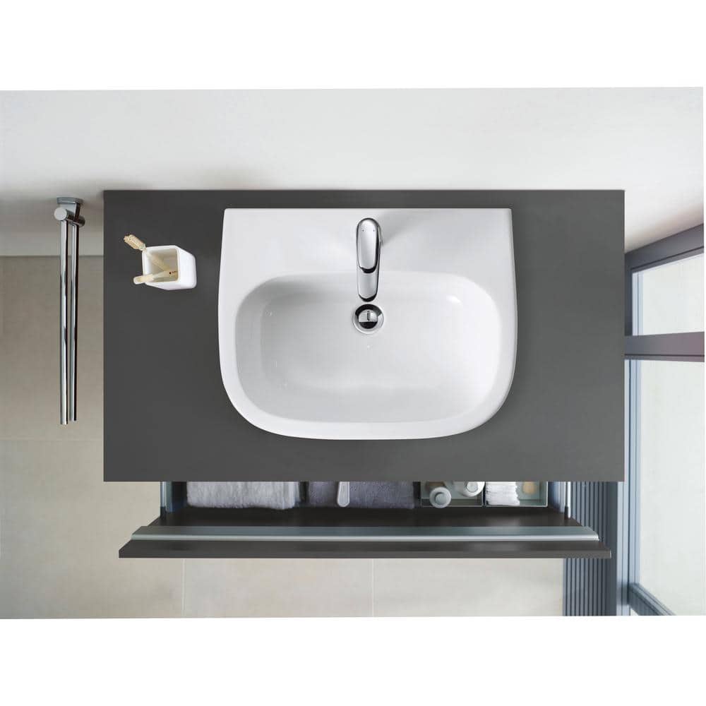 White Ceramic Rectangular Drop-In Bathroom Sink