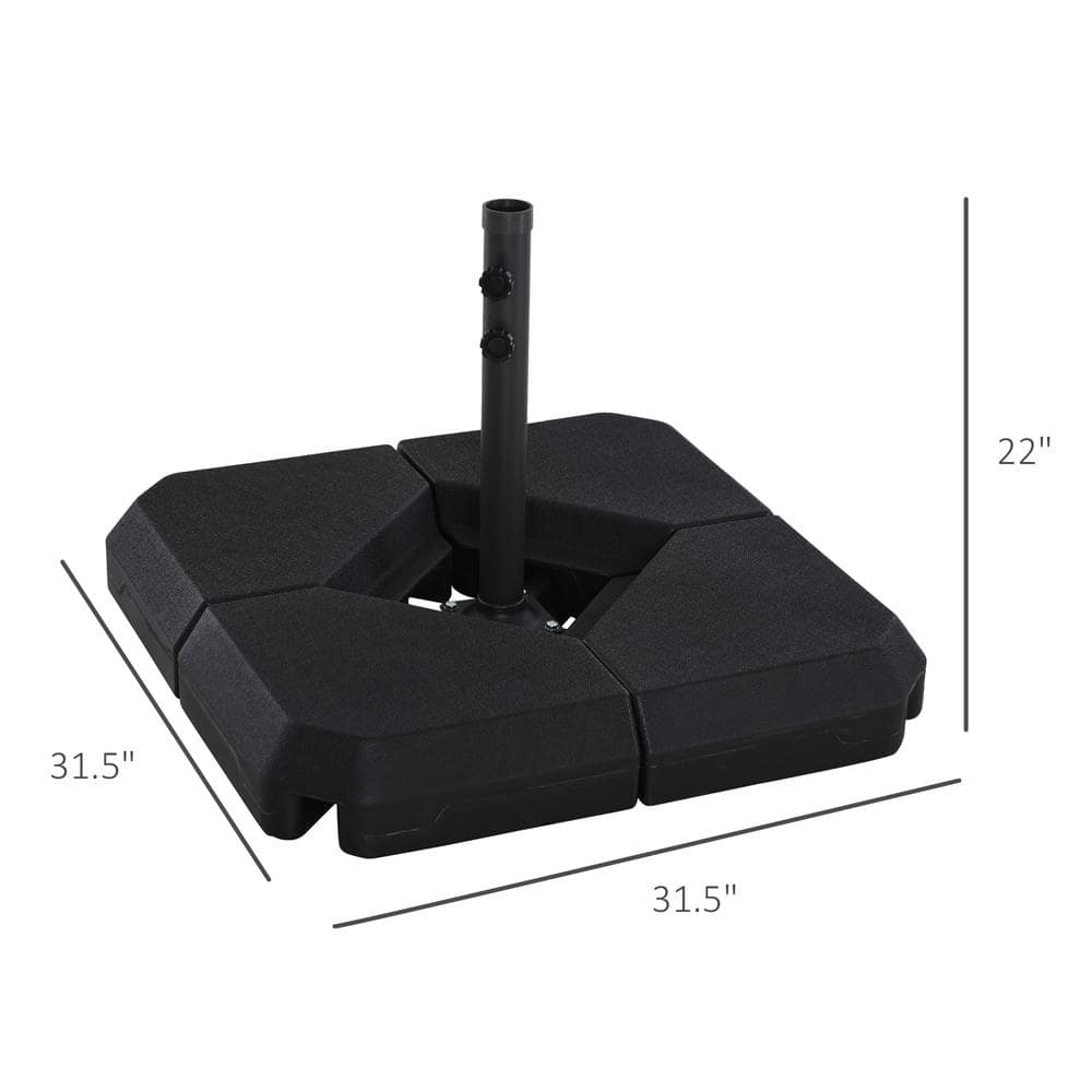 Black Durable Steel and HDPE 4-Piece Umbrella Base Stand
