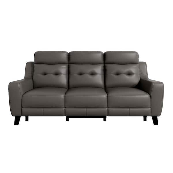 EVERGLADE HOME Alexia 81 in. Slope Arm Faux Leather Straight in Brown
