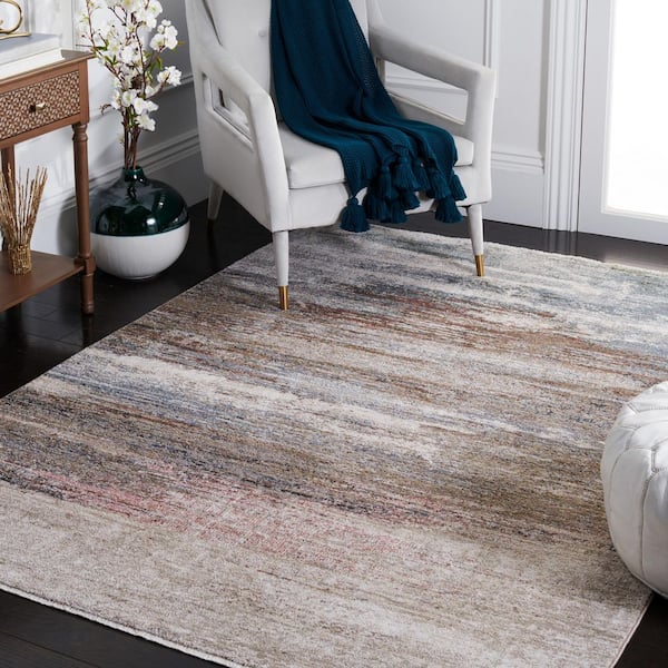 Jasmine 5 ft. x 5 ft. Gray/Blue Distressed Marble Square Area Rug