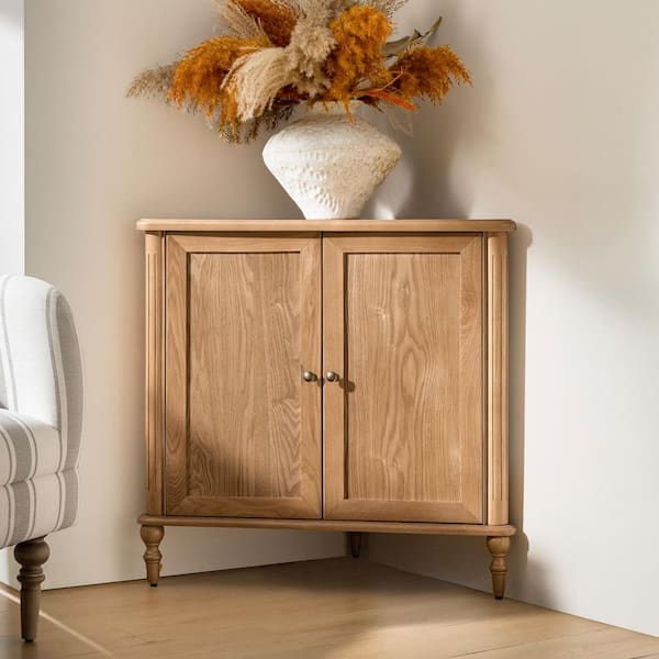 Roland Oak 31 in. 2-Door Corner Cabinet with Adjustable Shelves