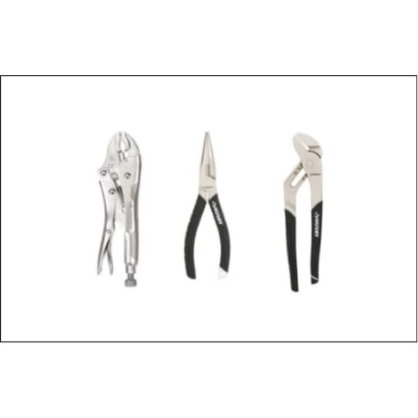 3-Piece Pliers Set (Curved Jaw Locking, Long Nose Pliers, Groove Joint Pliers）