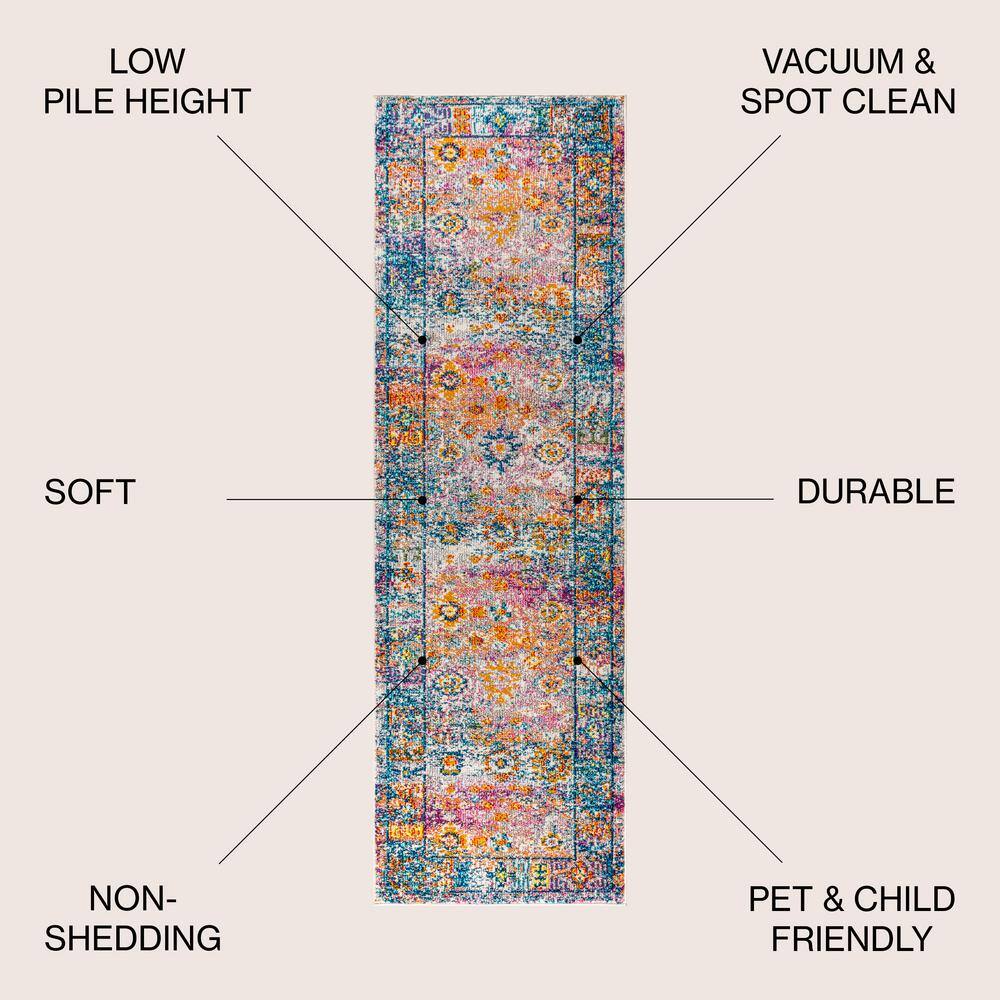 Cream and Navy Synthetic Bohemian Flair Area Rug