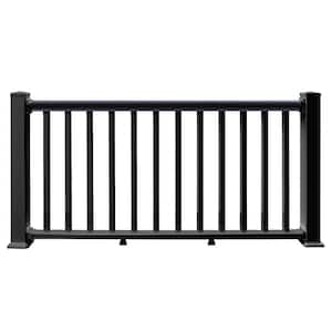 Premium 6 ft. x 3 ft. Black Vinyl Rail Fence Panel