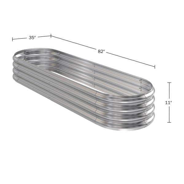 Large Silver Galvanized Steel Raised Garden Bed Planter