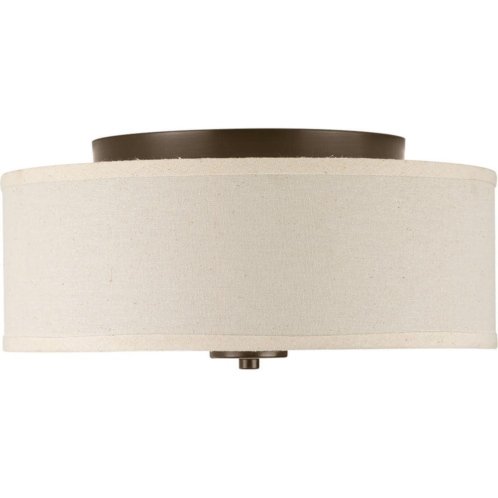 Elegant Bronze 16" Drum Flush Mount with Etched Glass Diffuser