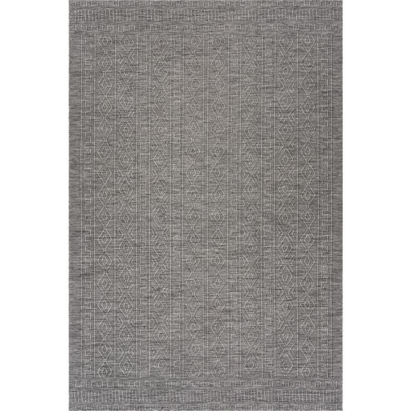 Torira Solid Grey 6 ft. x 9 ft. Outdoor Area Rug