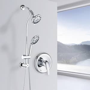 5-Spray Patterns with 1.8 GPM 5 in. Wall Mount High Pressure Round Dual Shower Heads in Chrome (Valve Included)