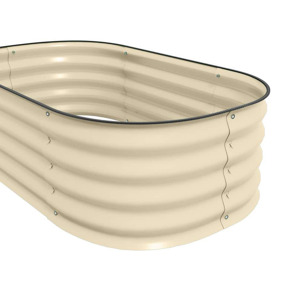 3.4 x 2 x 1 ft. Outdoor Metal Elevated Planter Box with Safety Edging Raised Garden Bed for Growing Flowers Herbs, Cream price history on PriceWatchPro