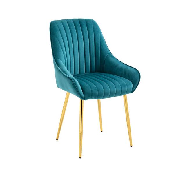 Clihome Velvet Upholstered Teal Dining Chair Side Chair Accent Chair with Solid and PlyWood Frame