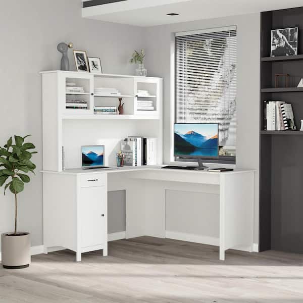 DIY Corner Wood Desk Shelf Storage Organizer Adjustable Desktop Display Shelves 