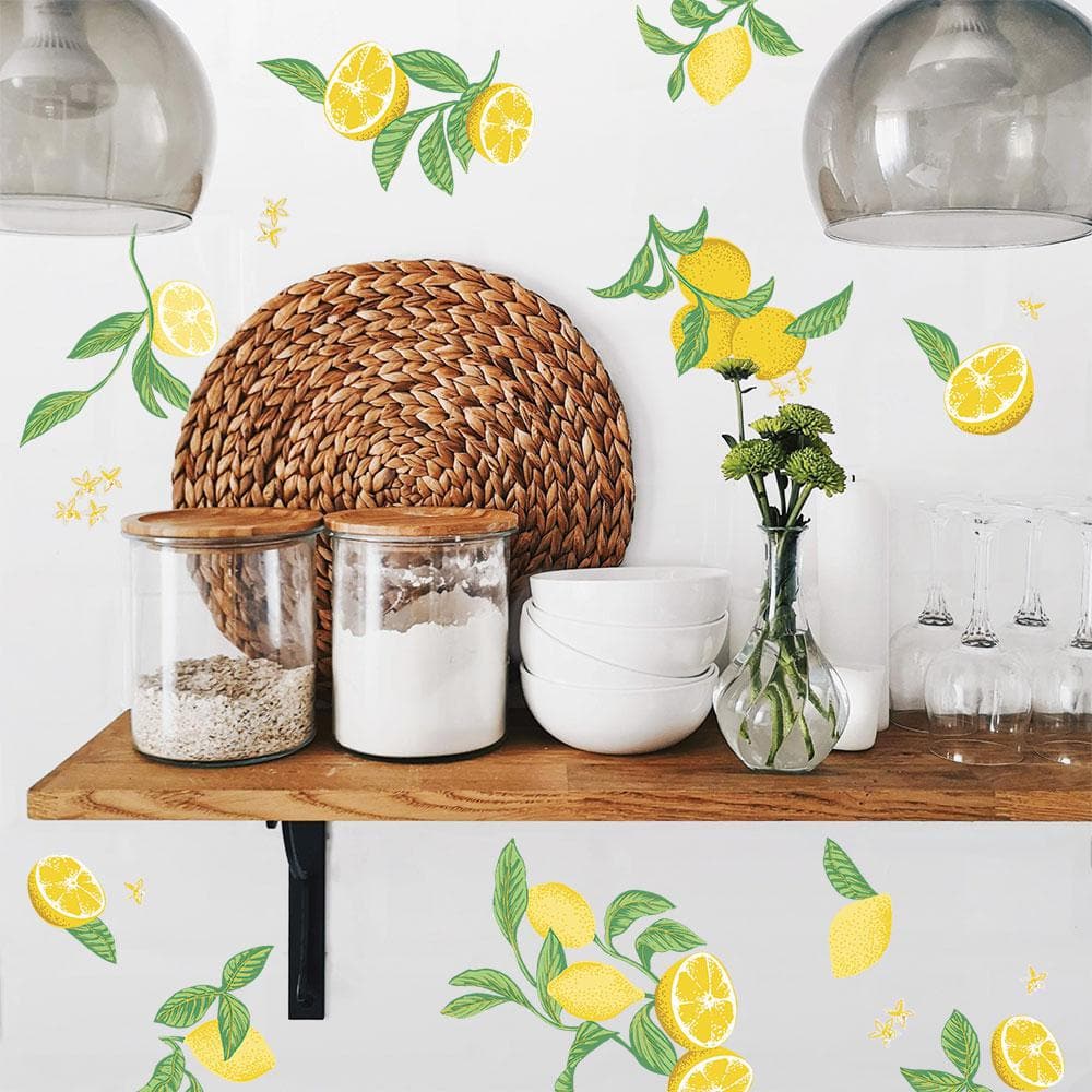 Yellow and Green Lemon Peel and Stick Wall Decal Set