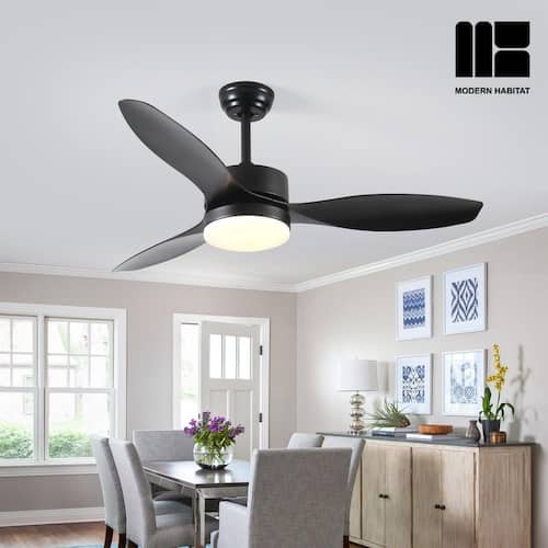 GloBreeze 24 in. Indoor Walnut Black Ceiling Fan with LED Light Bulbs with Remote Control Included Ceiling Fans
