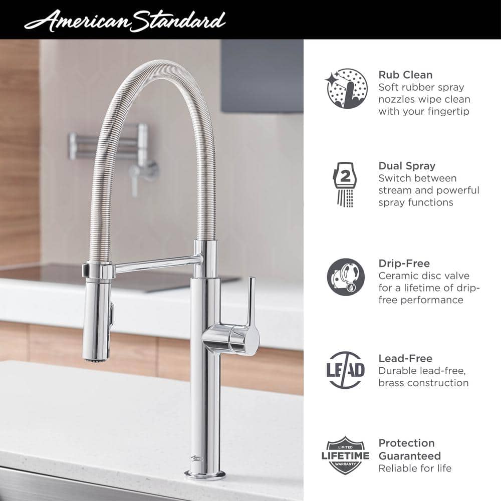 Stainless Steel Semi-Pro Pull-Down Kitchen Faucet with Spray
