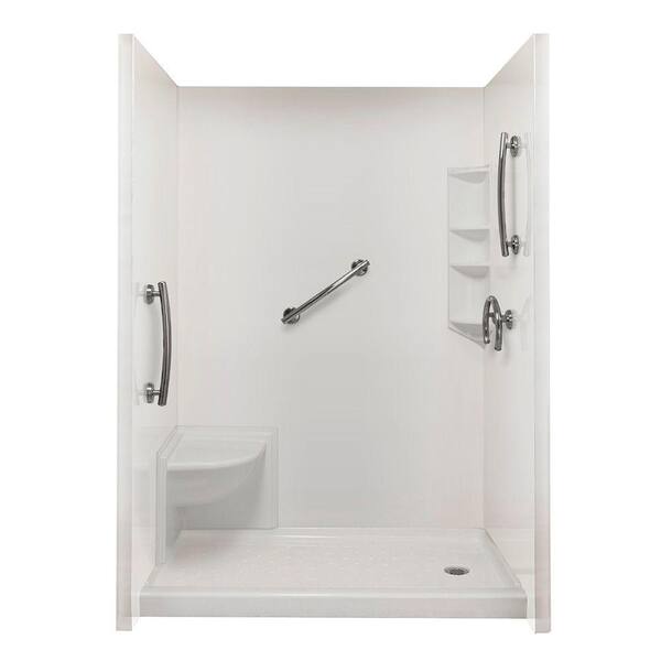 Ella Complete Freedom 40 in. x 65 in. x 98.5 in. 3-piece Easy Up Adhesive Shower Surround Package in White