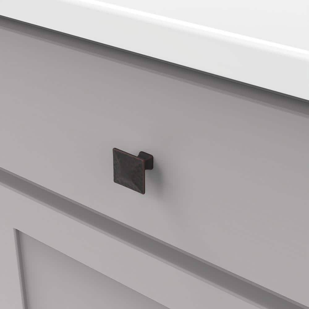 Oil-Rubbed Bronze Square Knob with Mounting Hardware
