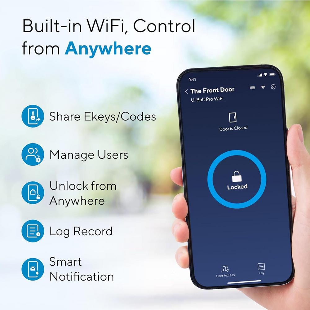 ULTRALOQ Black Fingerprint Smart Lock with Built-in WiFi