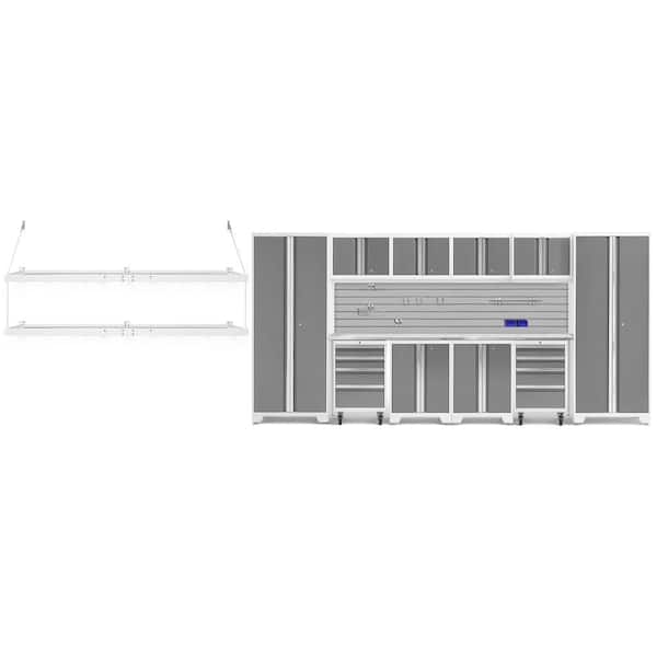 NewAge Products Bold Series 156 in. W x 76.75 in. H x 18 in. D 24-Gauge Steel Garage Cabinet Set in Platinum (12-Piece)
