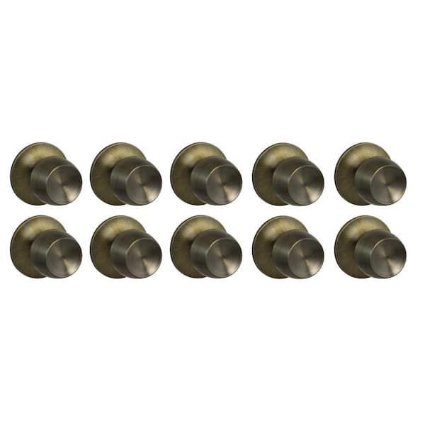 Defiant Brandywine Antique Brass Hall/Closet Door Knob (10-Pack)