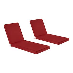 26 in. x 49 in. One Piece Outdoor Chaise Lounge Cushion in Chili (2-Pack)