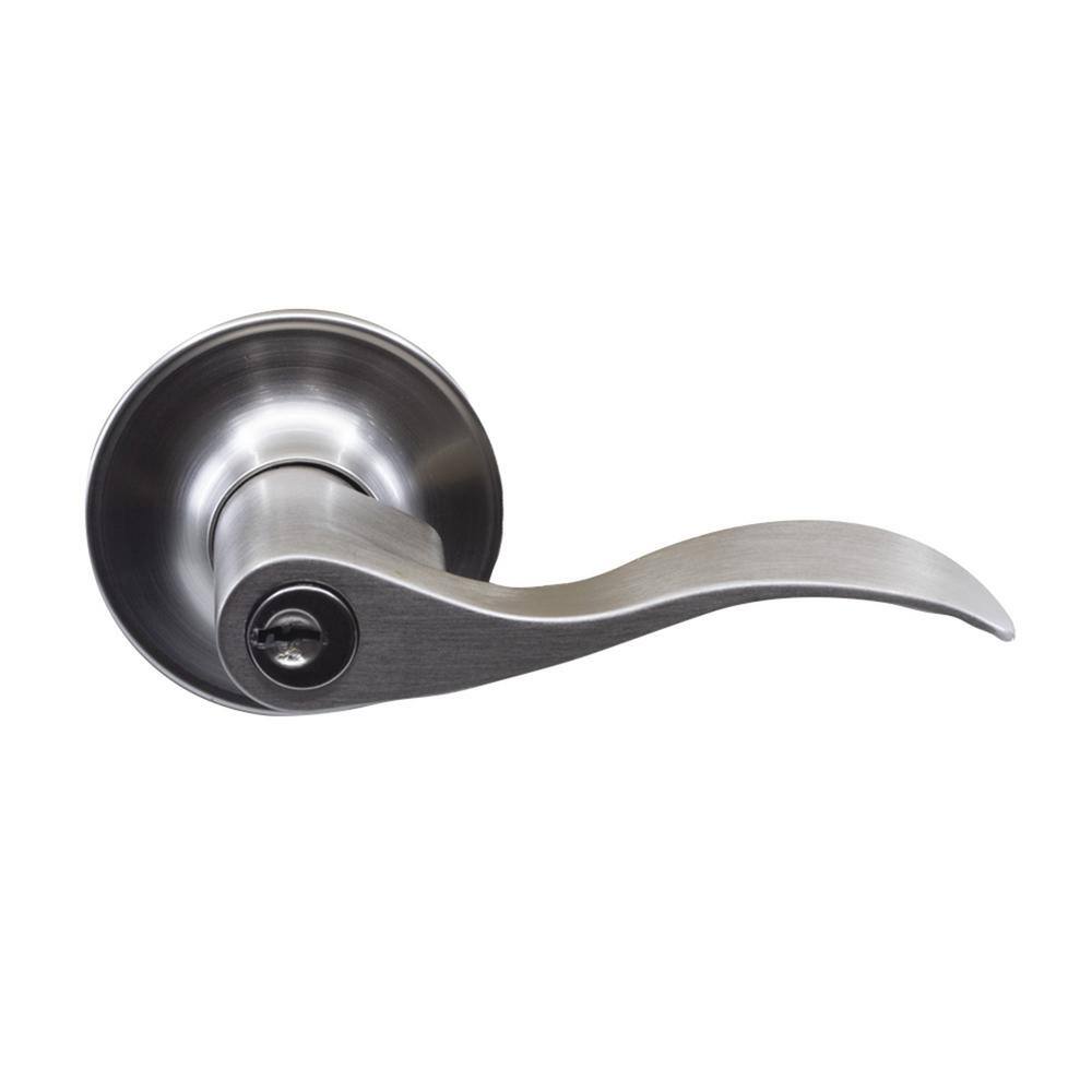 Satin Nickel Curved Lever Entry Set with Deadbolt