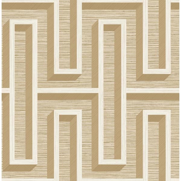 Advantage Henley Wheat Beige Geometric Faux Grasscloth Wallpaper Sample