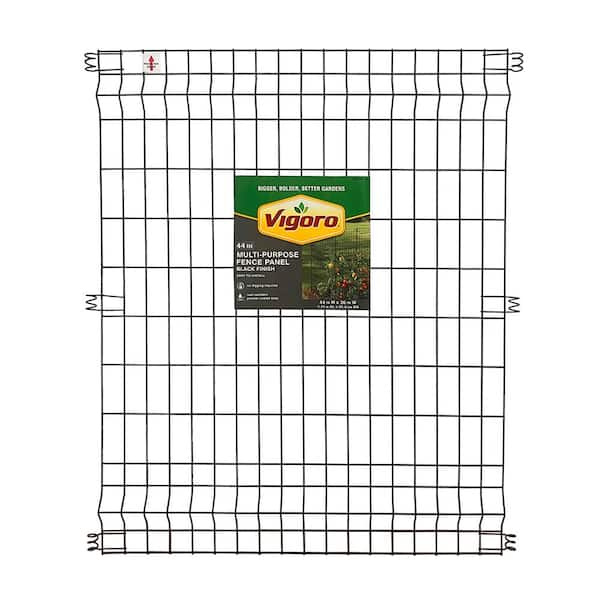 Vigoro Multi-Purpose  44.1 in. H x 36.8 in. W No Dig Black Metal Garden Fence Panel