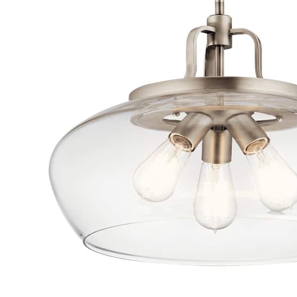 Kichler Antique Pewter And Matte White Acrlic 3 Light Fluorescent Ceiling 