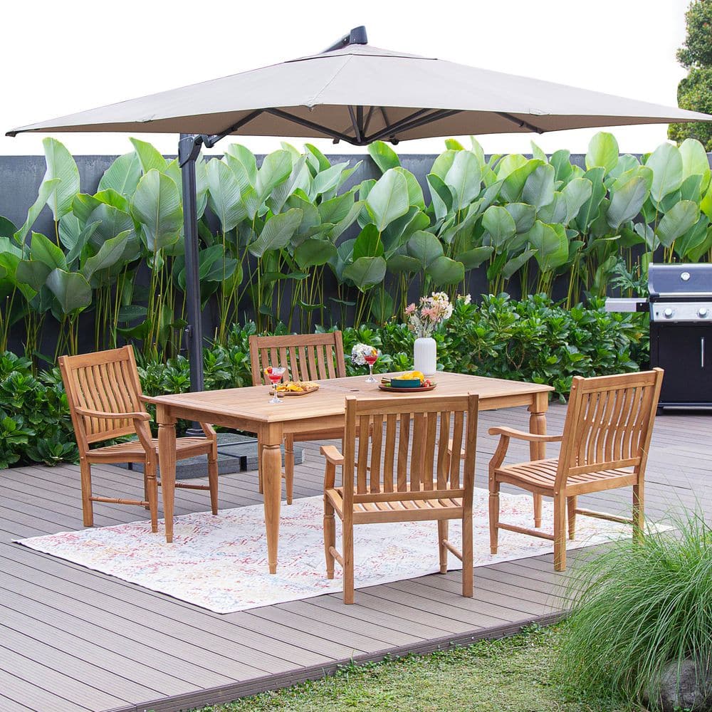 Holdom 5-Piece Teak Outdoor Dining Set price history on PriceWatchPro