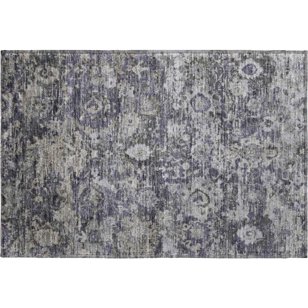 Mayfield Premium Machine Washable Abstract AMF2430 Purple 2 ft. x 3 ft. Accent Rug