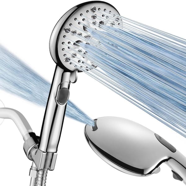 cobbe 5.12 in. 9-Spray Patterns Wall Mount Handheld Shower Head with Bult-in Power Wash 1.8 GPM in Chrome
