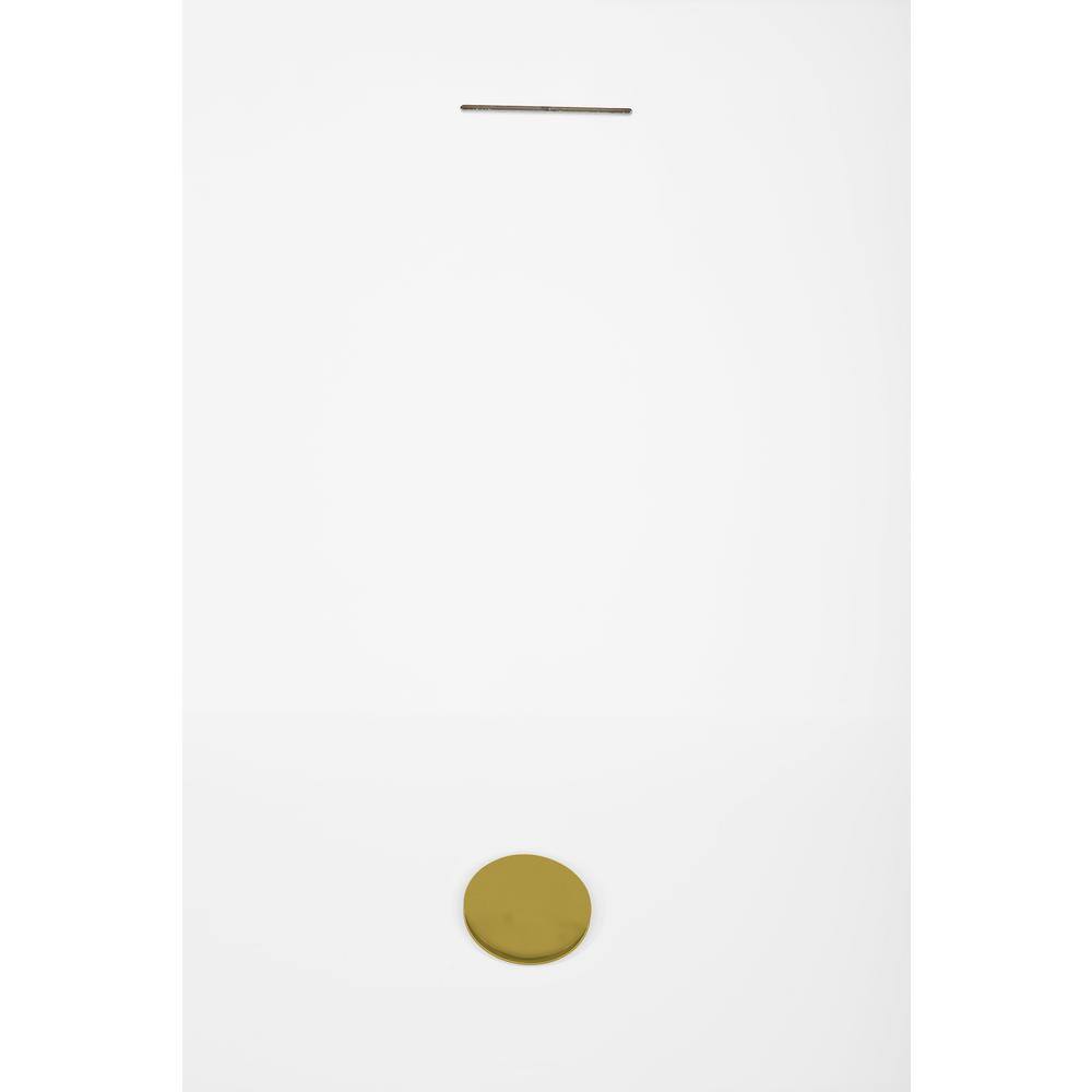71'' Glossy White Acrylic Freestanding Soaking Tub with Brushed Gold Trim