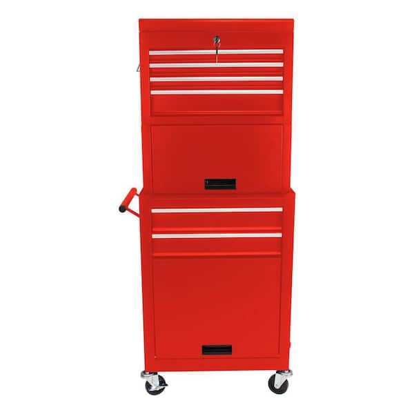 13 in. Tool Cabinet on Wheels, 6-Drawer Lockable Rolling Tool Chest w/ 4 Universal Wheels