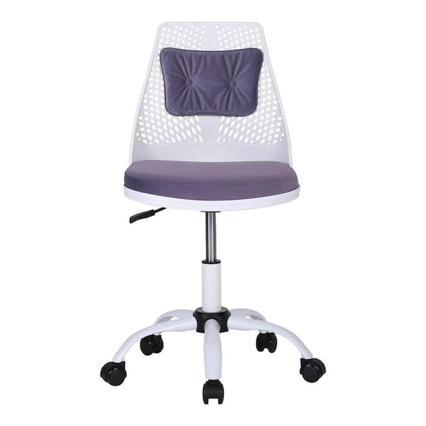 Unbranded 22in. W Purple Fabric Seat Armless Task Chair with Adjustable Height