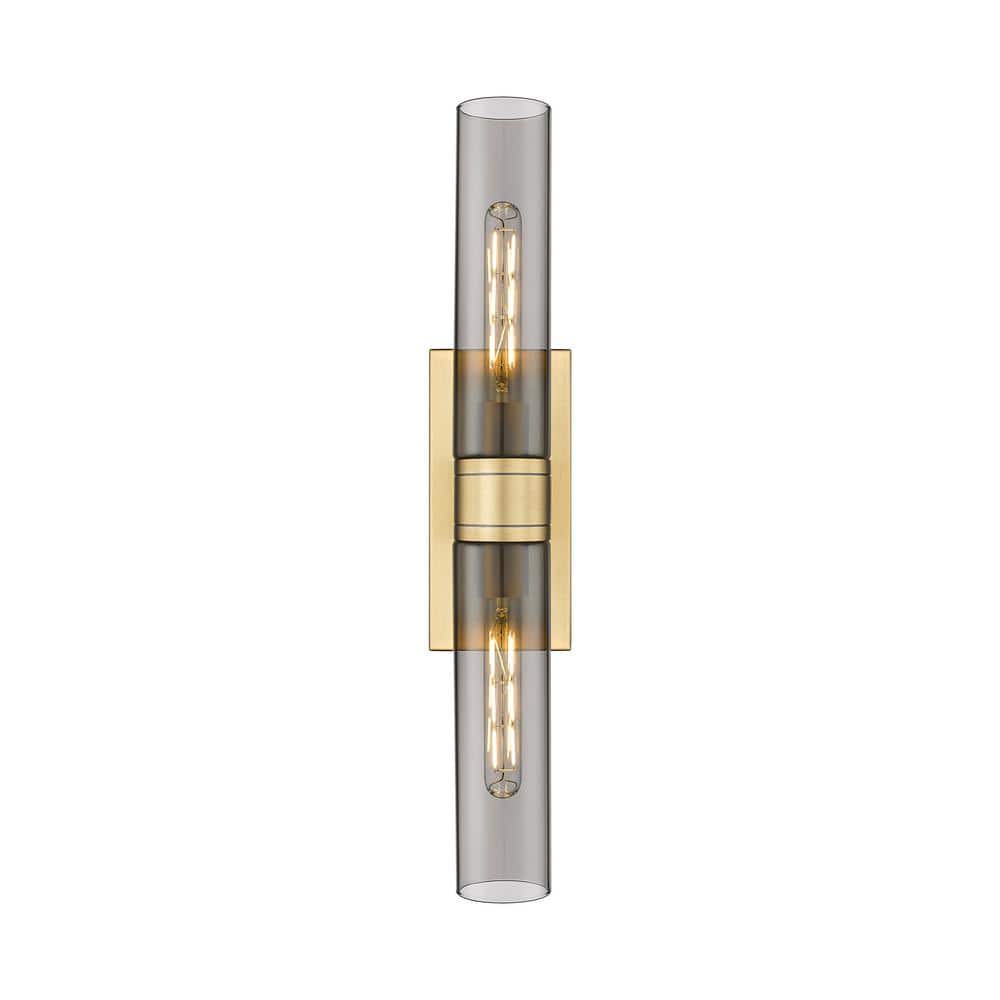 Ballston Urban 24 in. 2-Light Brushed Brass Vanity Light with Black Glass Shade price history on PriceWatchPro