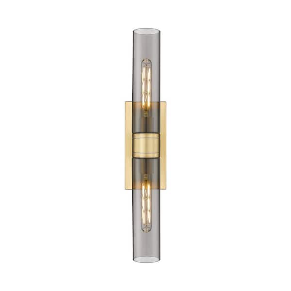 Innovations Ballston Urban 24 in. 2-Light Brushed Brass Vanity Light with Glass Shade