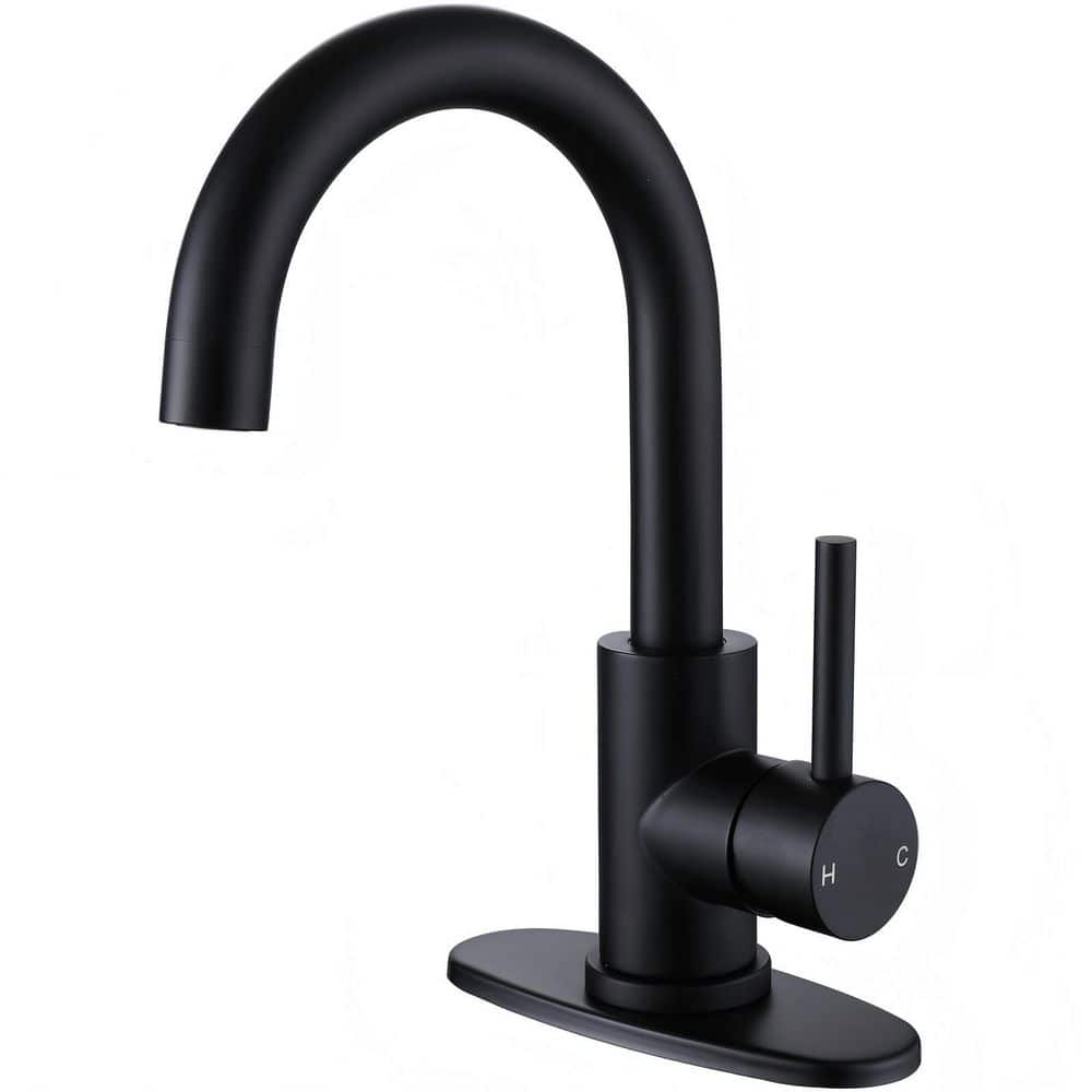 Single Hole Single-Handle High Arc Bathroom Faucet with Swivel Spout in Matte Black price history on PriceWatchPro