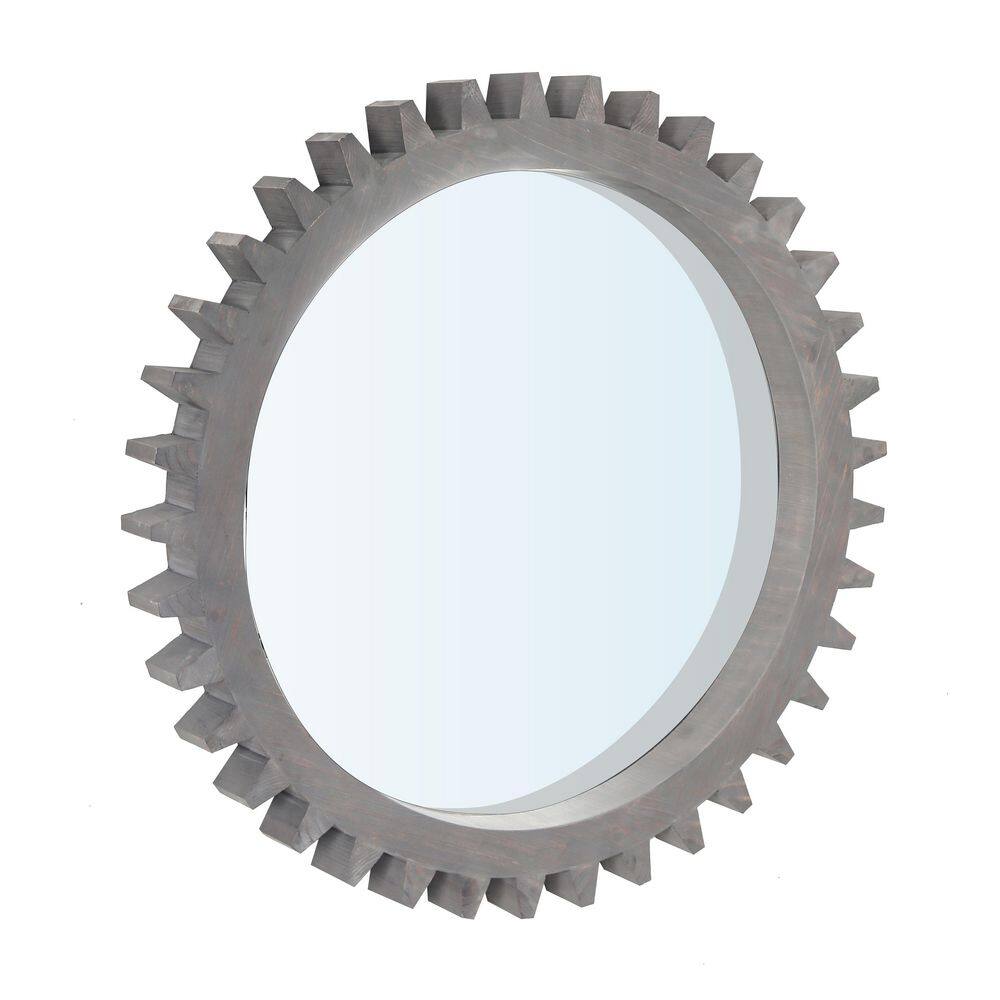 Antique Bark Brown 17 in W x 17 in. H Round Wood Framed Mirror