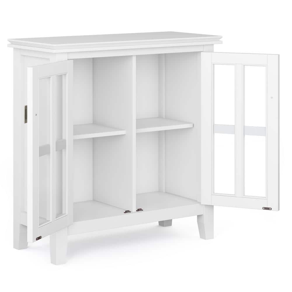 White Solid Wood Office Storage Cabinet with Glass Doors