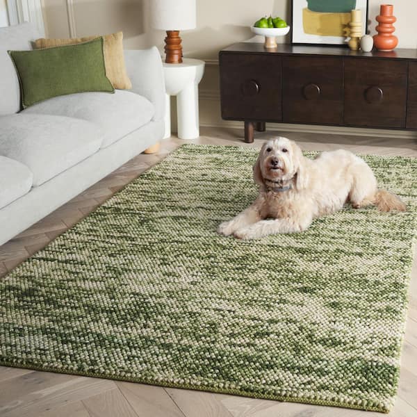 SAFAVIEH Natura 4 ft. x 6 ft. Green/Ivory Textured Solid Area Rug