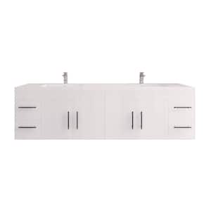 Elsa 83.44 in. W x 19.50 in. D x 22.05 in. H Bathroom Vanity in High Gloss White with White Acrylic Top