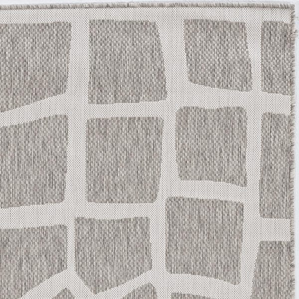 Isla Gray 8 ft. Round Mid-Century Distressed Indoor/Outdoor Area Rug