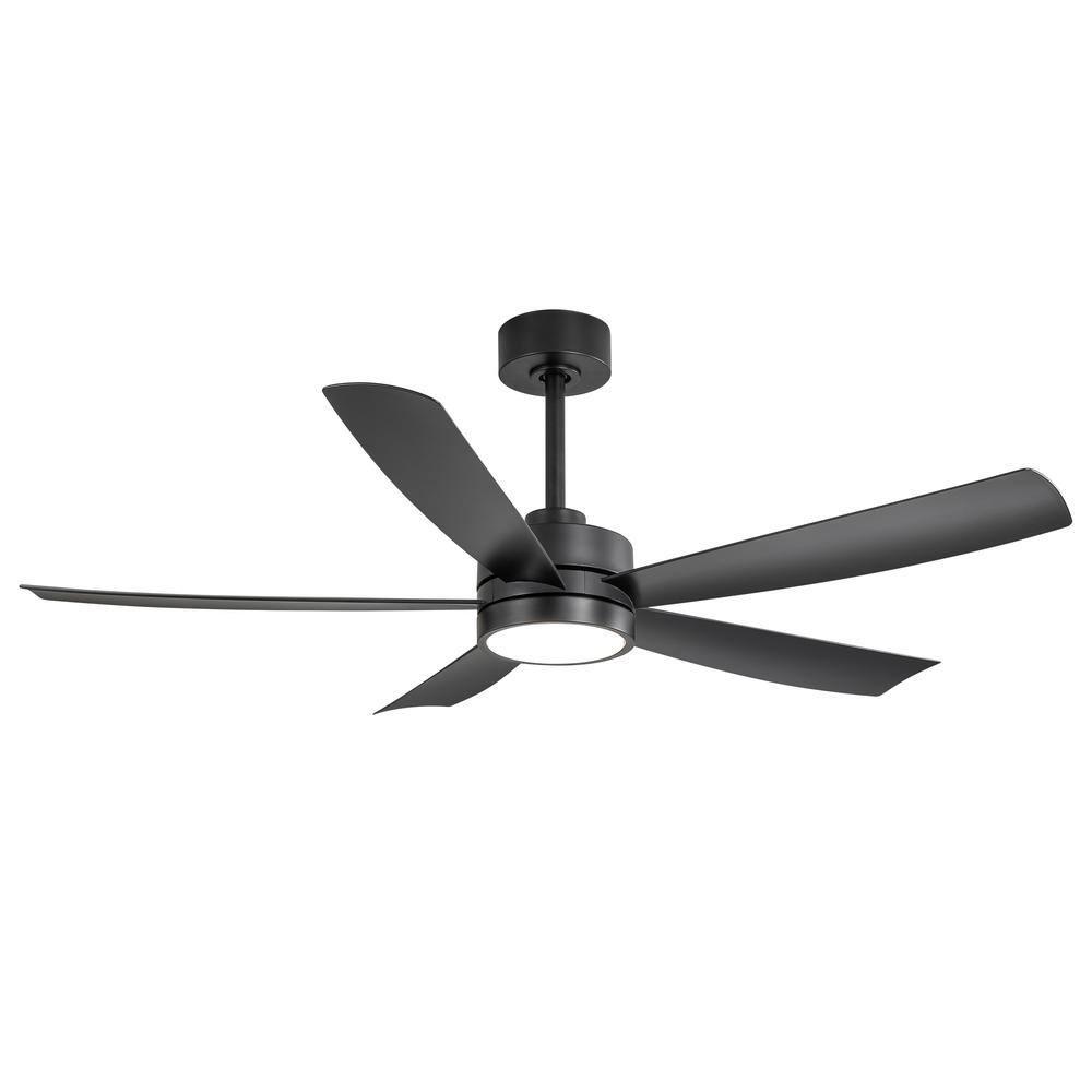 Breezary Blaine 52 in. Integrated LED Indoor Black Ceiling Fan with ...