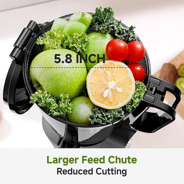 amzchef 250 W 68 oz. Black Masticating Juicer with 5.8 in. Extra
