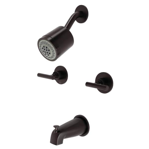 Kingston Brass Manhattan Double Handle 2-Spray Tub and Shower Faucet 2 GPM with Corrosion Resistant in Oil Rubbed Bronze