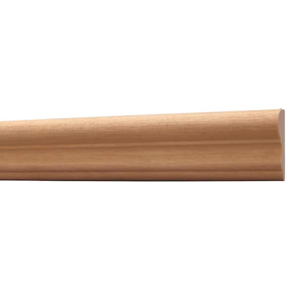 OML43A-4FTWHW . 609 in. D . X 1.75in. W. X 47.5 in. L. Unfinished White Hardwood Chair Rail Moulding