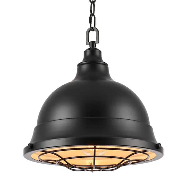Kira Home Liberty 60-Watt 1-Light Black Industrial Pendant Light with Black Shade, No Bulb Included